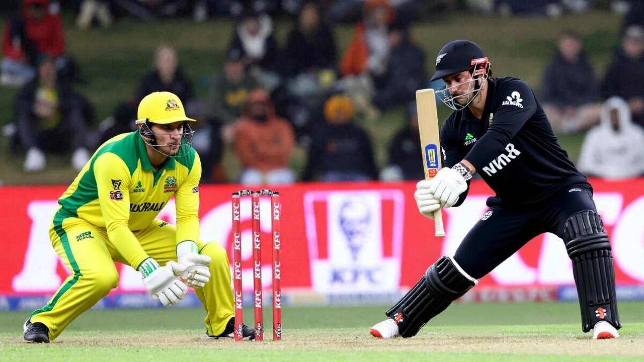Australia clinches T20I series with Marsh’s steady chase as Neesham sparks NZ fightback